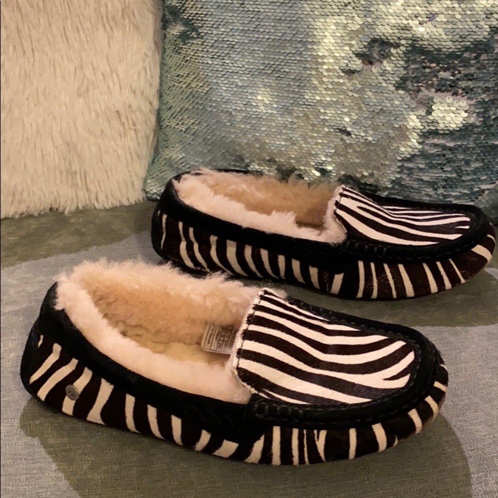 Ansley Exotic Zebra Suede Sheepskin Slipper (7)
